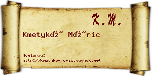 Kmetykó Móric névjegykártya